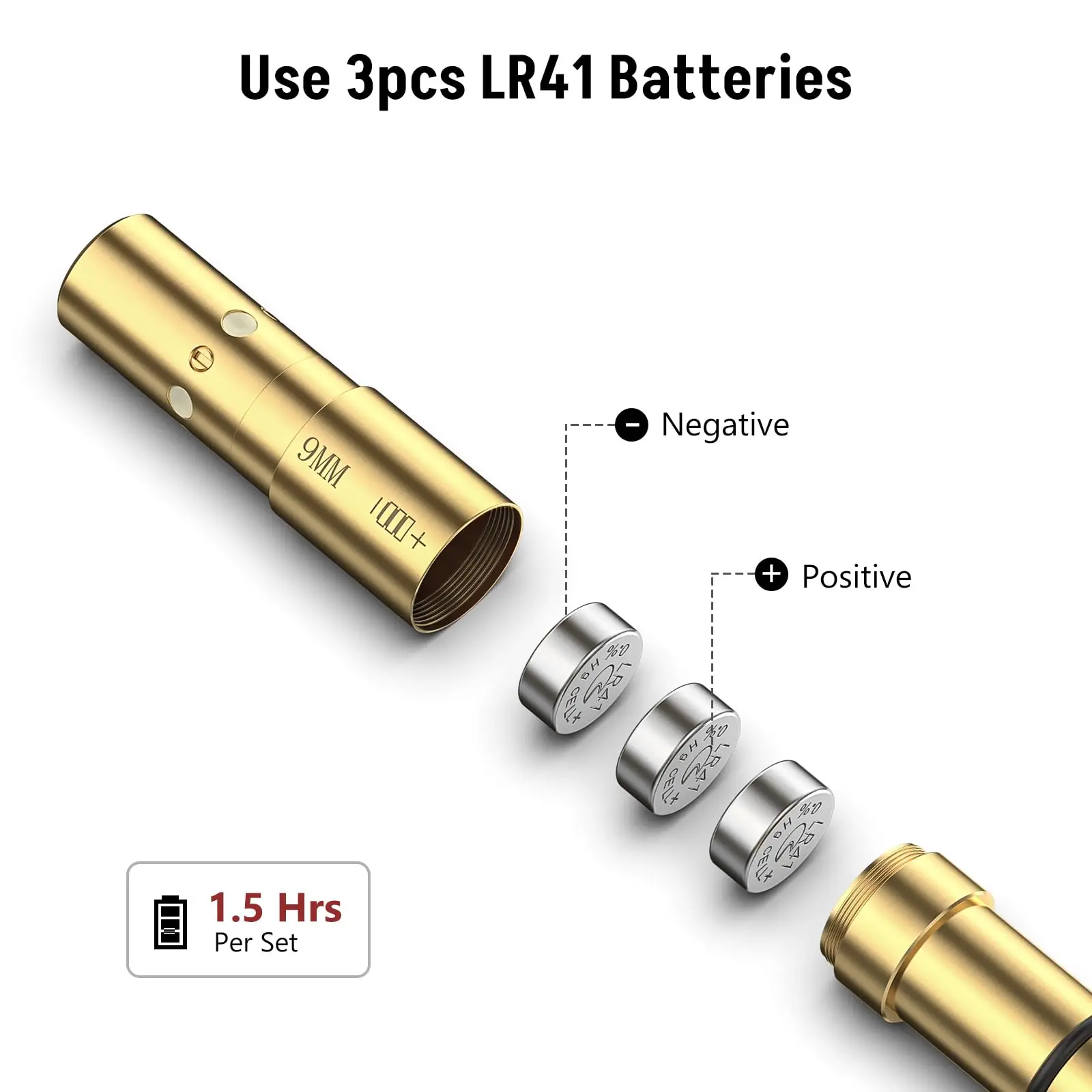 Red Laser Bore Sight For .22LR 9MM .223Rem.38SPL.380 Cal End Barrel Boresighter with 4 Sets of Batteries and Spare O-Rings