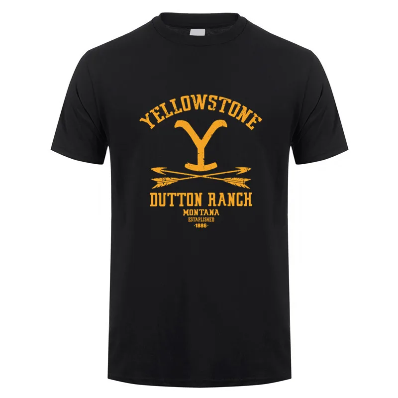 Yellowstone Dutton Ranch T 셔츠 탑 여름 남성 반팔 코튼 Yellowstone T 셔츠 Mans Tshirt