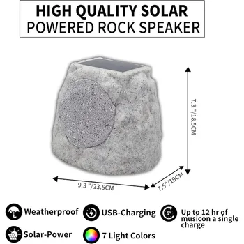Rock Speakers Outdoor Waterproof Solar-Powered Wireless Bluetooth Portable Speaker Outdoor Bluetooth Speaker with 7 Light Colors 2