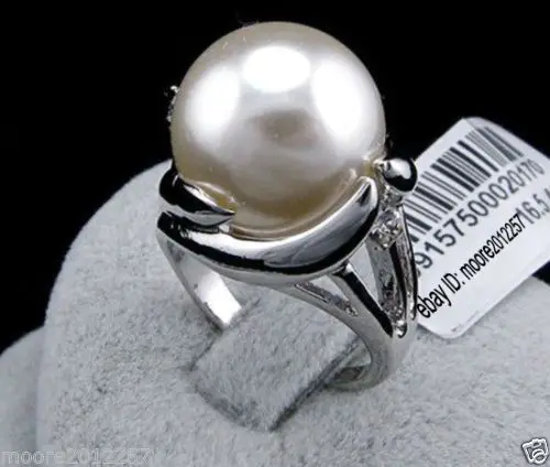 

Горячая Распродажа, новый стиль, модное очаровательное огромное 14 мм круглое кольцо с белым жемчугом из южного моря 8 #