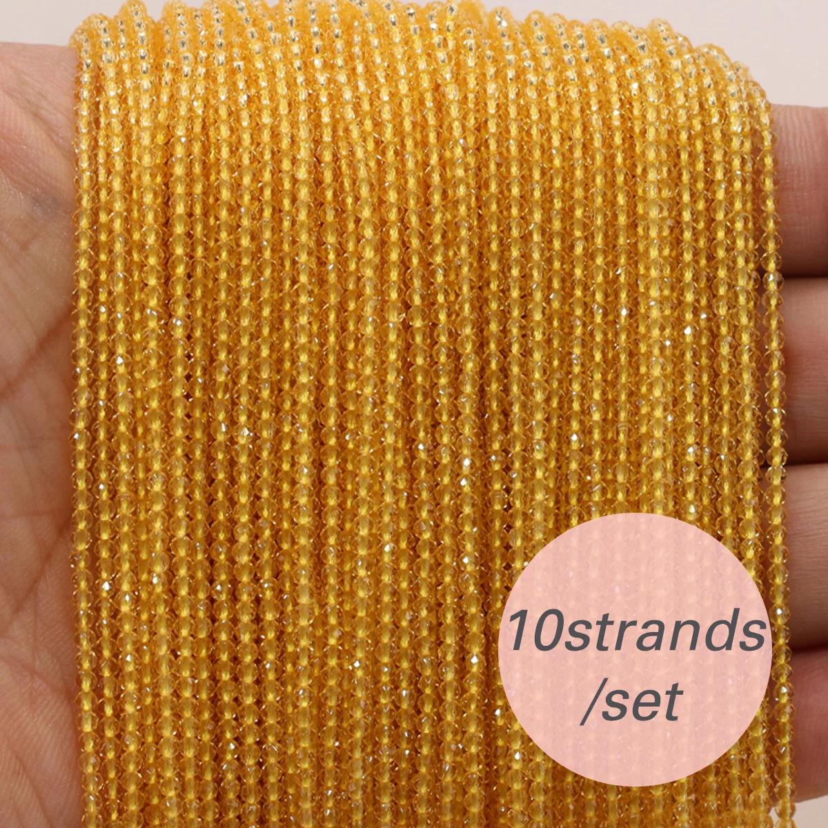 10 stränge/lot Facettierte Spinelle Stein Glas Perlen Runde Micro Kristall Lose Perlen für Armband Halskette Schmuck Machen Zubehör – Detail 3