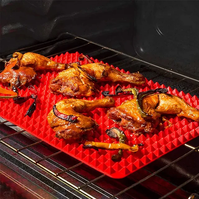 1 piece red pyramid silicone baking mat Non-stick bacon microwave baking tray Pastry mat Red barbecue grill mat Baking supplies