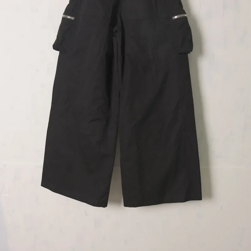 

2023 Rick Black Dark Loose Fitting Workwear Large Pocket Wide Leg Pants Cargo Pants