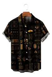 Summer 2022 Beach Men's Short Sleeve Lapel Shirt Plus Size Homemade 4 Pieces 3D Printed Men's Top with Pockets