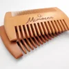 1 Set Double Sides Wooden Comb Customized LOGO Beard Comb with PU Case for Men - Personalized Your Name Text Date 5