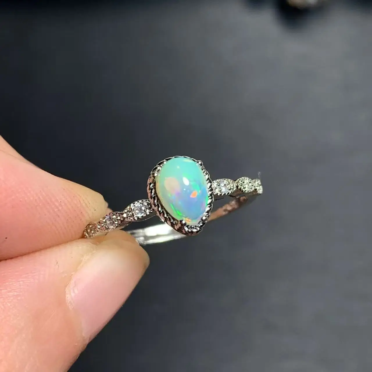 Authentic DROP Natural Opal Ring Adjustable Female Ring Jewelry for Women Gift Wholesale High Quality Vintage Fine