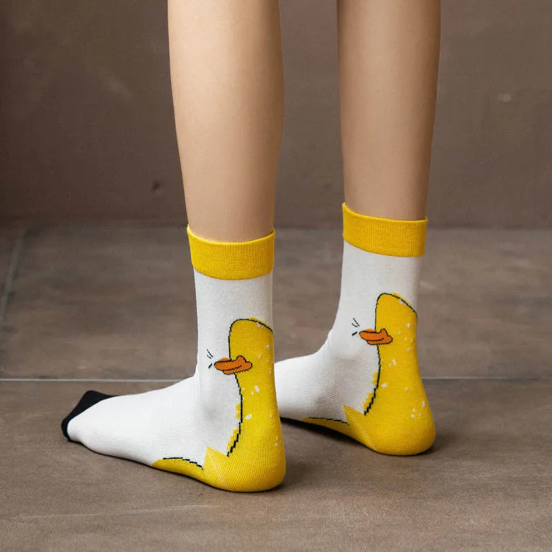

2022 Spring And Summer Instagram New Cartoon Duck Animal Women's Socks 1 Pair Chick Cute Girl's Cotton Female Socks