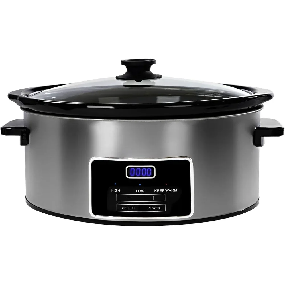 Slow Cooker 8 Quart with Timer, Serves 10+ People-Heat Settings: Keep Warm, Low and High, Slow Cooker