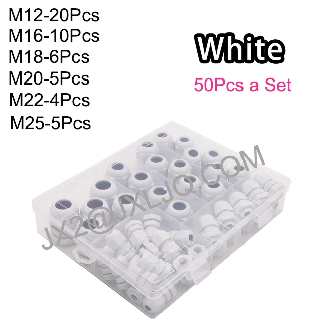 Plastic Waterproof Cable Gland PG7-PG19 Nylon Cable Fixing Joint PG13.5 Gasket Range 3-15mm 50 PCS