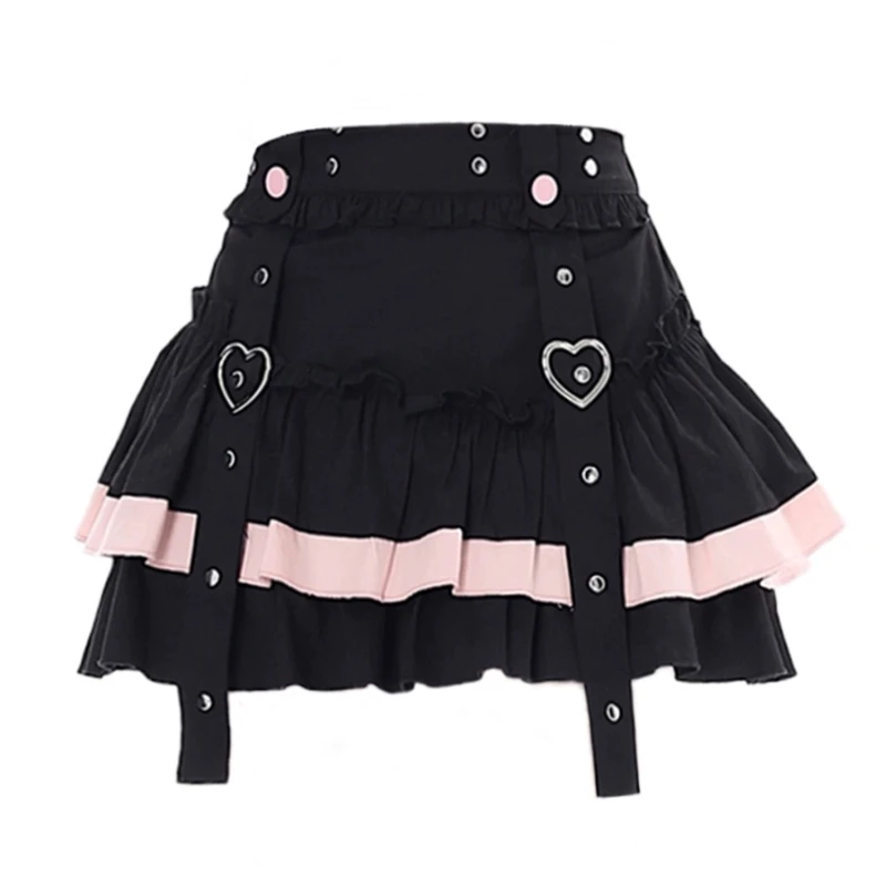 WEITING Lolita Minirock Set - Schwarz Gothic Korean Style 2-teilig