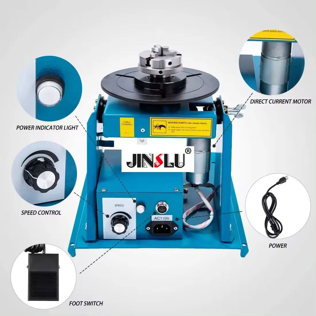 BY-10 Mini 10kg Welding Positioner Turntable Rotary Table Rotator Semi-Automatic with K11-100 100mm Three Jaws Chuck