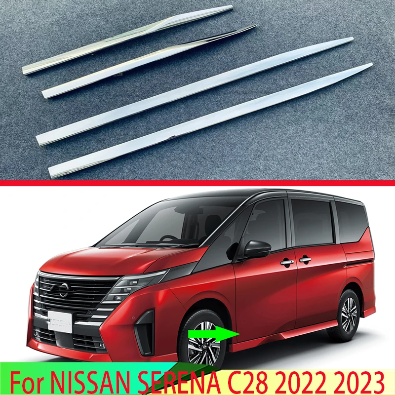 

For NISSAN SERENA C28 2022 2023 Car Accessories ABS Chrome Side Door Body Molding Moulding Trim