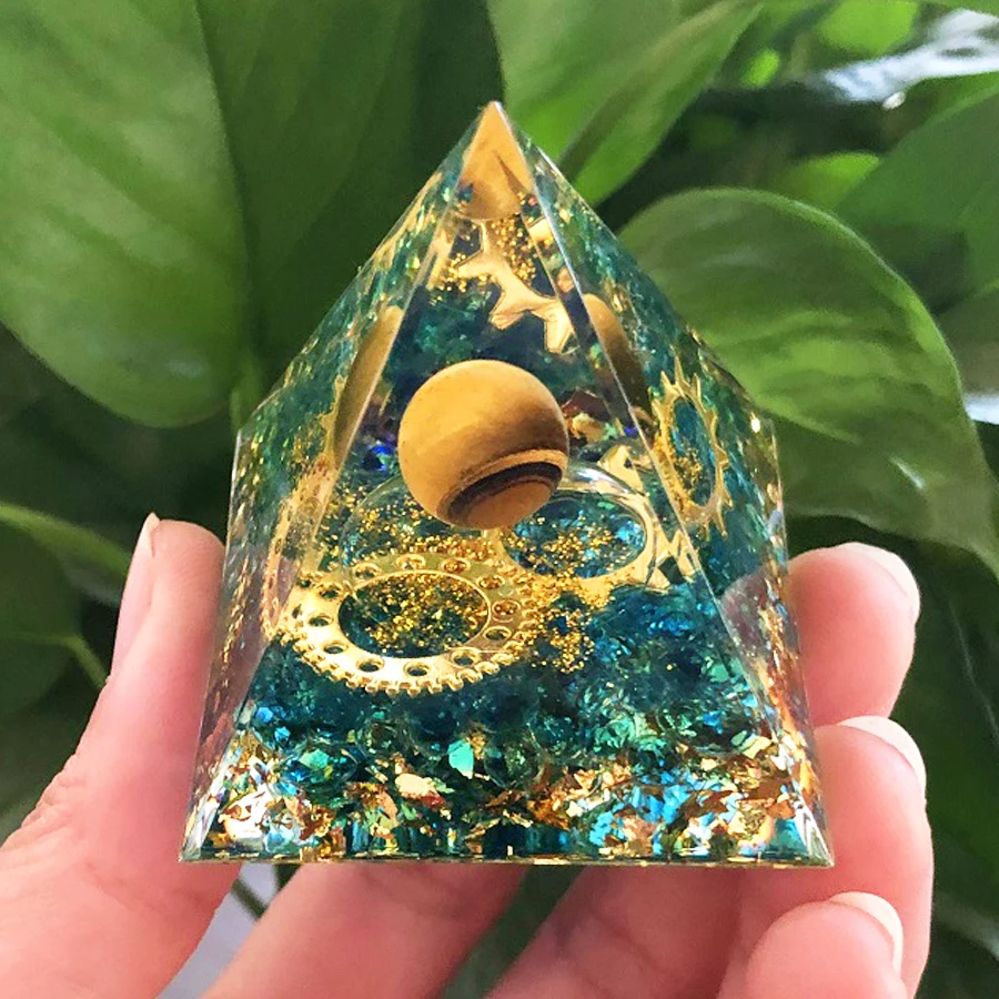 Orgonite Pyramid Energy Generator Amethyst Stone Pendulum Reiki Chakra Meditation Healing Crystals Tool Room Decorations