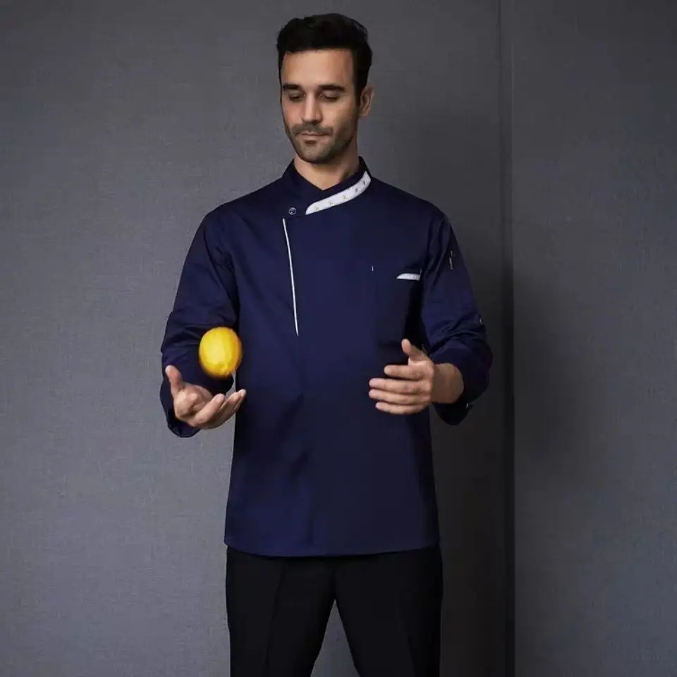 White Head Chef Coat Women long Sleeve Apron Chef Jacket Restaurant Uniform Hotel Kitchen Cooking Clothes Men Winter Foodservice