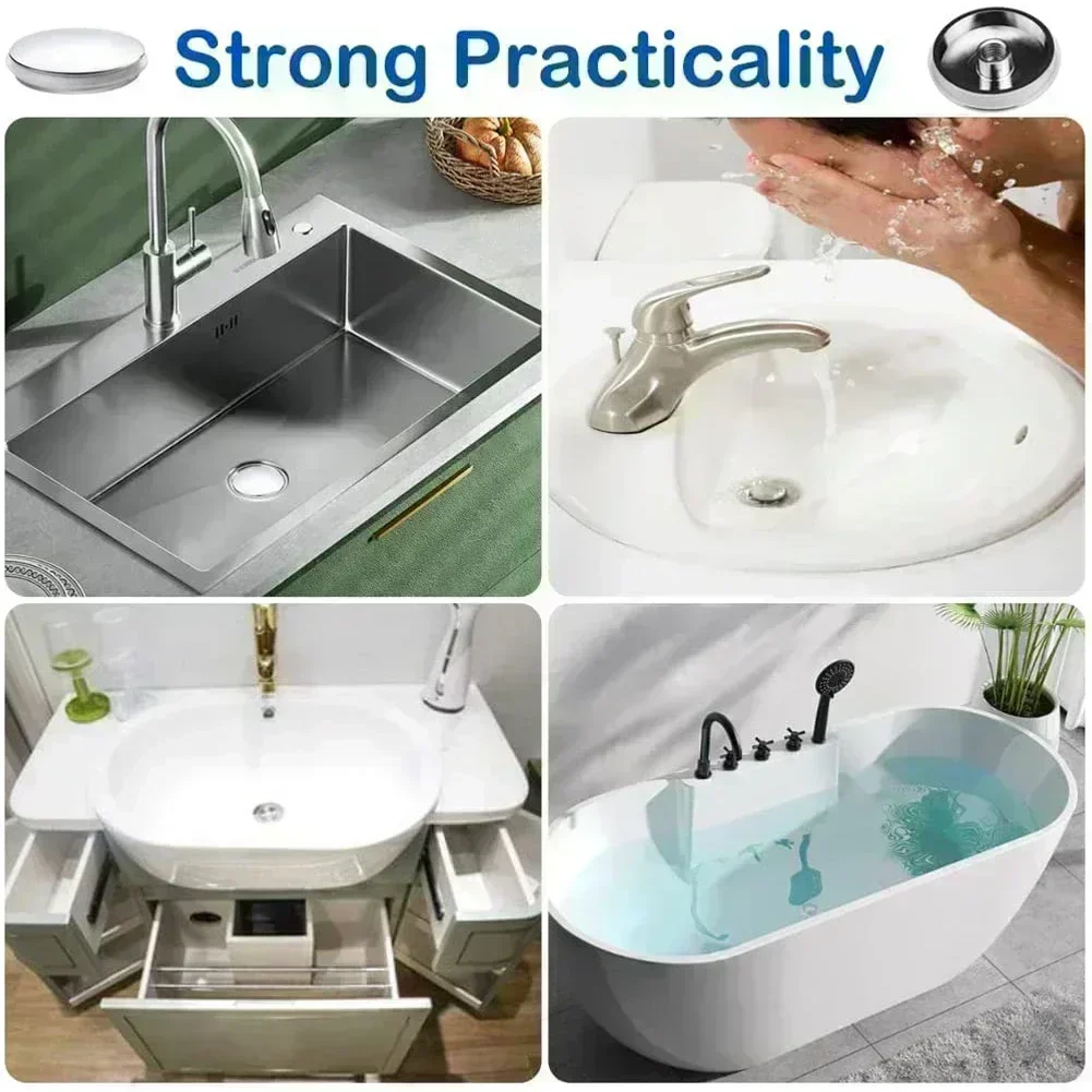 E2trade Tappo Per Lavello Cromato Con Catena Per Lavabo, 1 1/2 - Foto 2