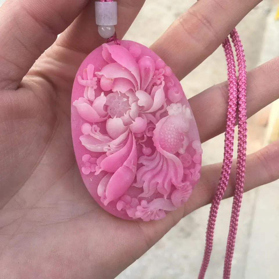 Peach Blossom Jade Natural Opal Sweater Chain Women Fashion Pendant Jewelry