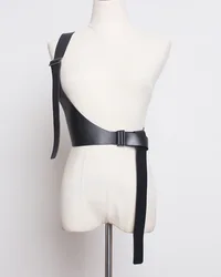 Fashion Pu Leather Strap Belt Irregular Suspender for Women Ladies One-shoulder Sling Belt for Shirt Dress Clothing Accessories