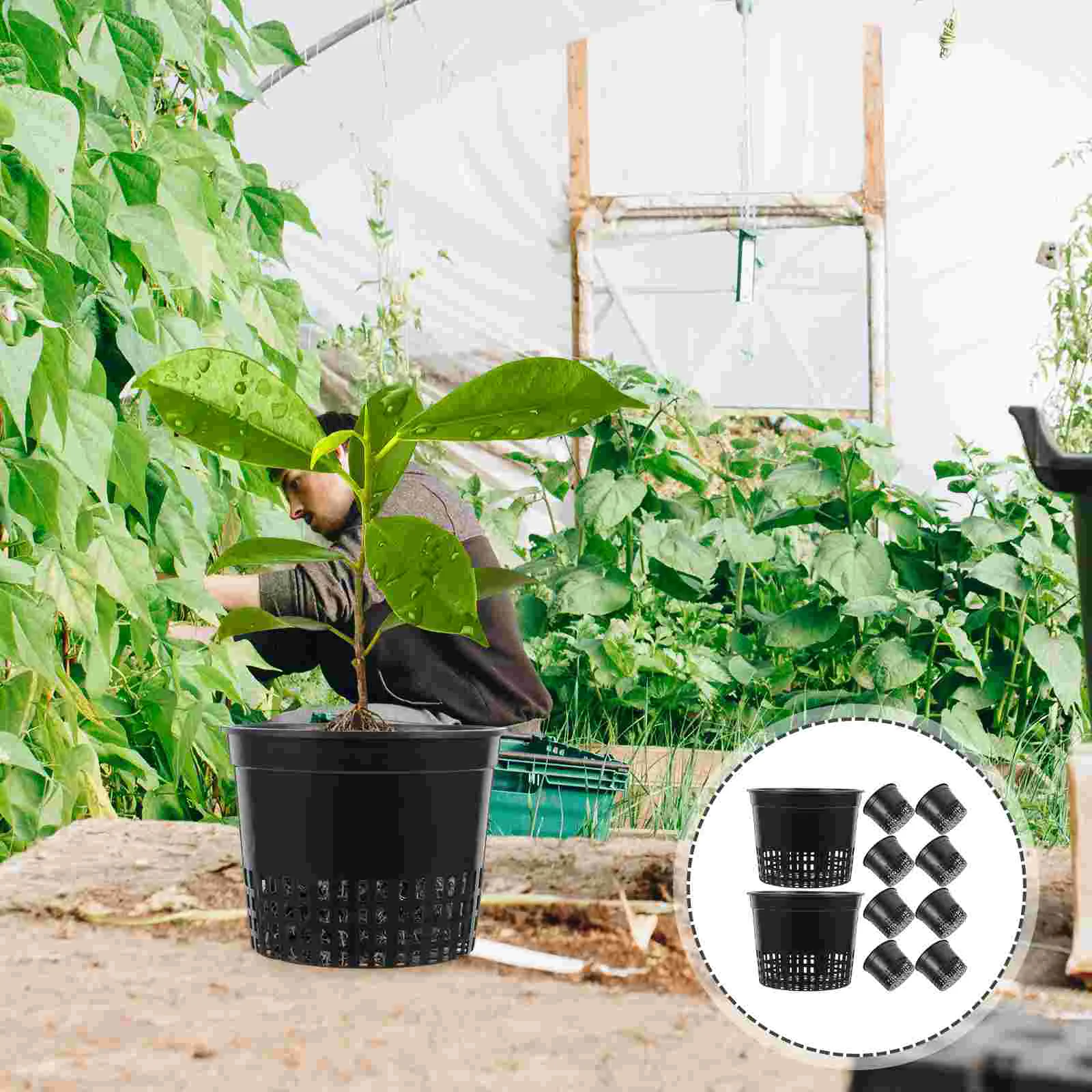 10pcs Net Pots Super Heavy Duty Cups Wide Lip Design Orchids Aquaponics Hydroponics Slotted Mesh Hydroponics Basket Container hydroponic flower pot plant pot