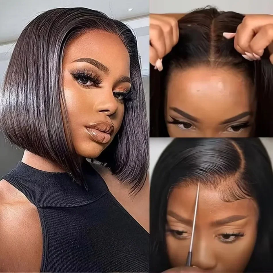 Ready To Wear Glueless Bob Straight Wig 4X4 5X5 Short Bob No HD Lace Frontal Wig Closure Black Wigs For Women 4