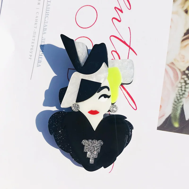 

New Design Unique Lady Figure Acrylic Brooch Pins For Women Girls Brooches Pins Lapel Badges Bag Decorations Party Dress Jewelry