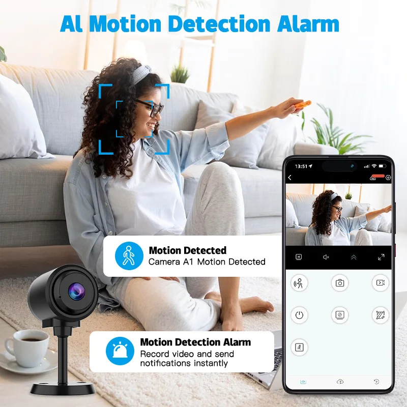 FIRSTCCTV Wireless Mini WiFi Security Camera with Night Vision Motion Detection Rechargeable Battery Easy to Mount 4