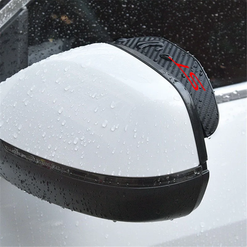 Car Rear View Mirror Rain Eyebrow Visor Carbon Fiber Rain Cover 2pcs Fiesta Mondeo Fusion Escape ST LINE Auto Accessories