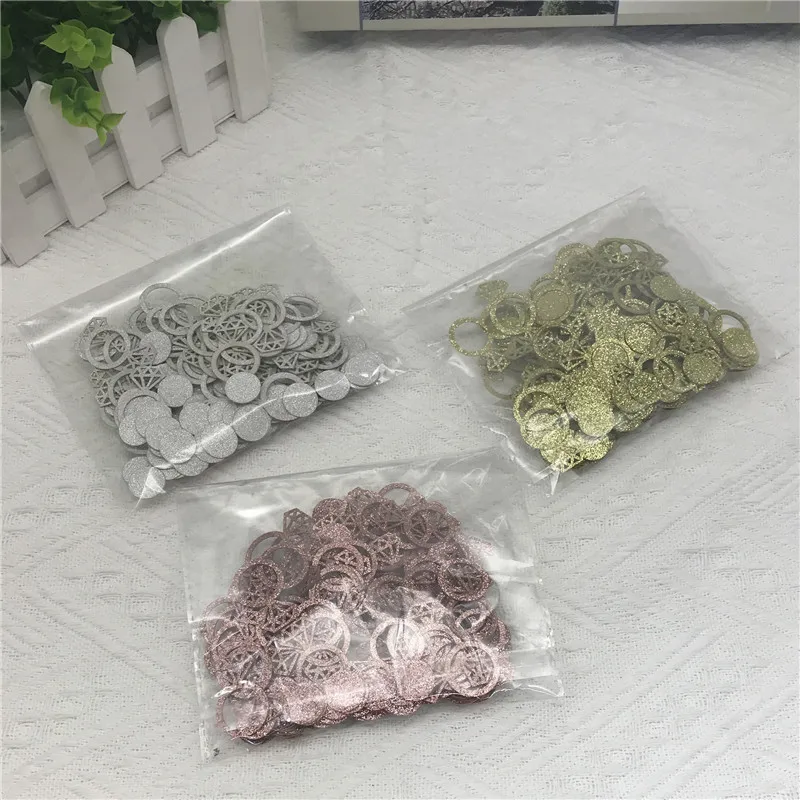 1Bag Diamond Ring Paper Confetti Wedding Party Decor Bridal Shower Engagement Valentine's Day Birthday Table Scatter Supplies