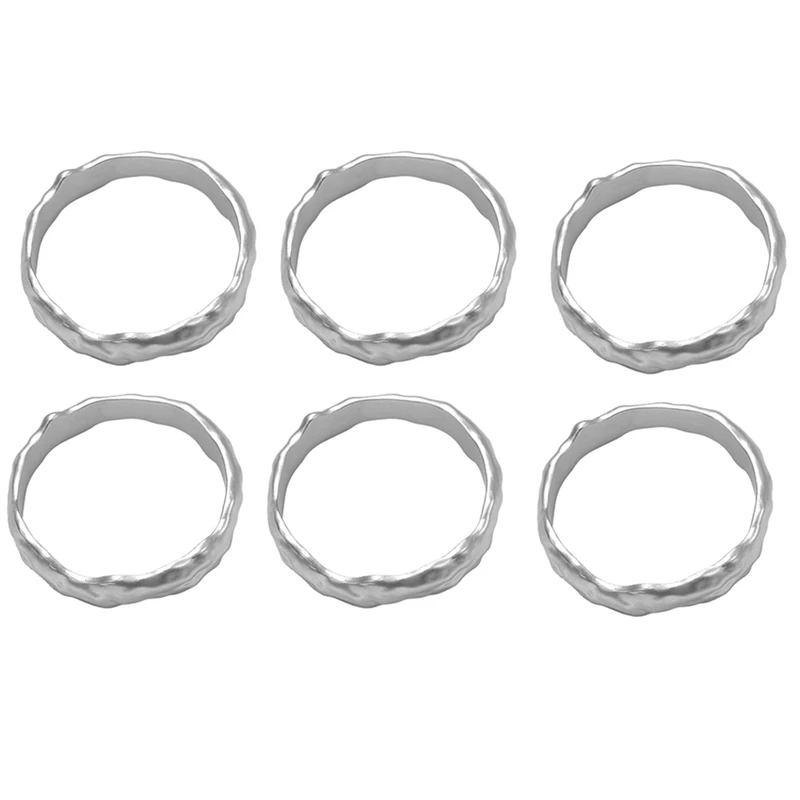

6Pcs Napkin Ring Metal Napkin Ring Set Napkin Buckles Holder Table Decor For Wedding, Party, Ramadan, Banquet