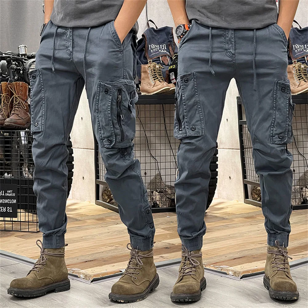 Camo Navy Trousers Man Harem Y2K Tactical Military Cargo Pants  Men High Quality Outdoor Hip Hop Work Stacked Slacks y2k pants