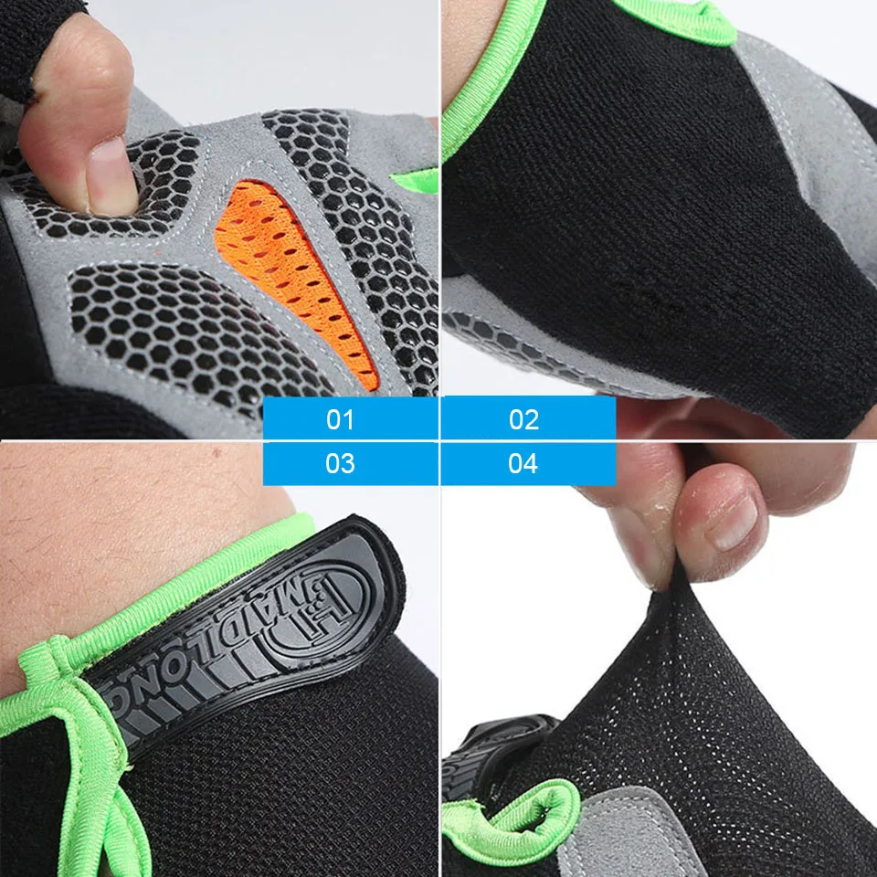 KoKossi Sports Half Finger Bike Gloves Outdoor Cycling Fitness Breathable Shock-Absorbing Anti Slip Running Gym Half Cut Gloves 3