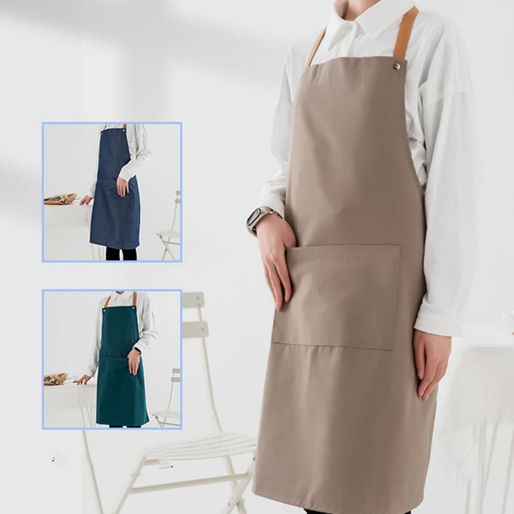 

Thickened Kitchen Apron Denim Canvas Apron Waterproof Home Unisex Kitchen Cleaning Tools Work Barber Apron Customized Logo Print