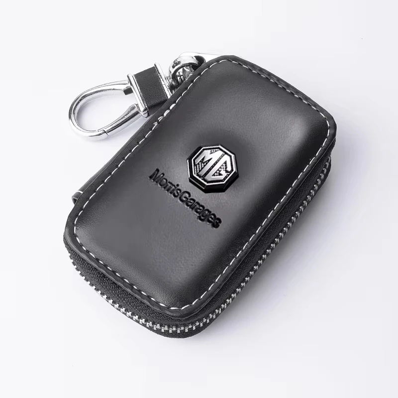 3D Metal Logo Leather Multi-Function Car Key Wallet