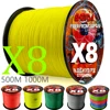 GHOTDA PE Braided Fishing Line Yellow Multifilament Cord Strong 8 Strands 500M 1000M Lake Sea Fishing Super Power 8.2kg-35.8kg 1