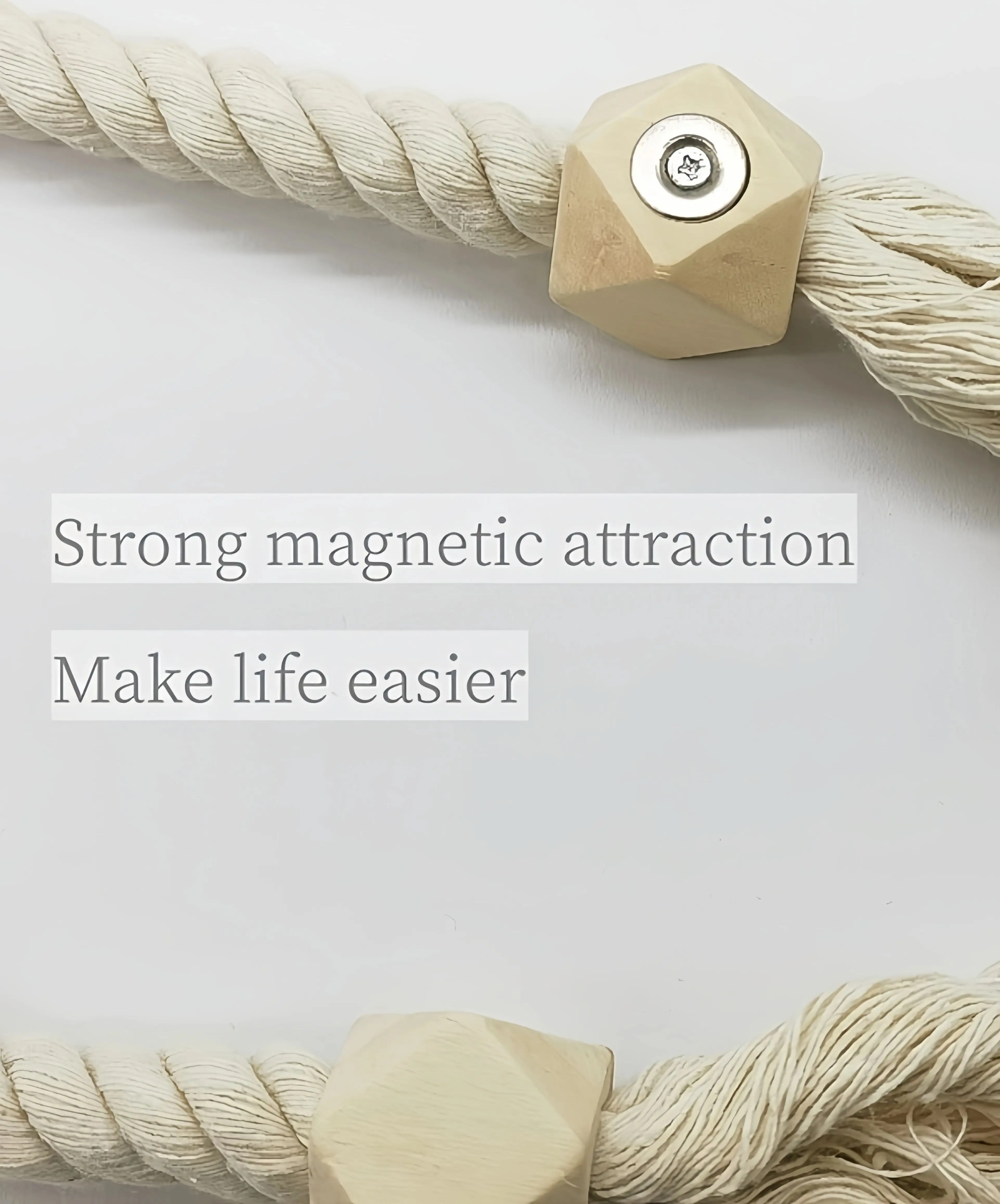 1PCS hand-woven solid wood magnetic curtain strap simple design for bedroom and living room warm home decoration