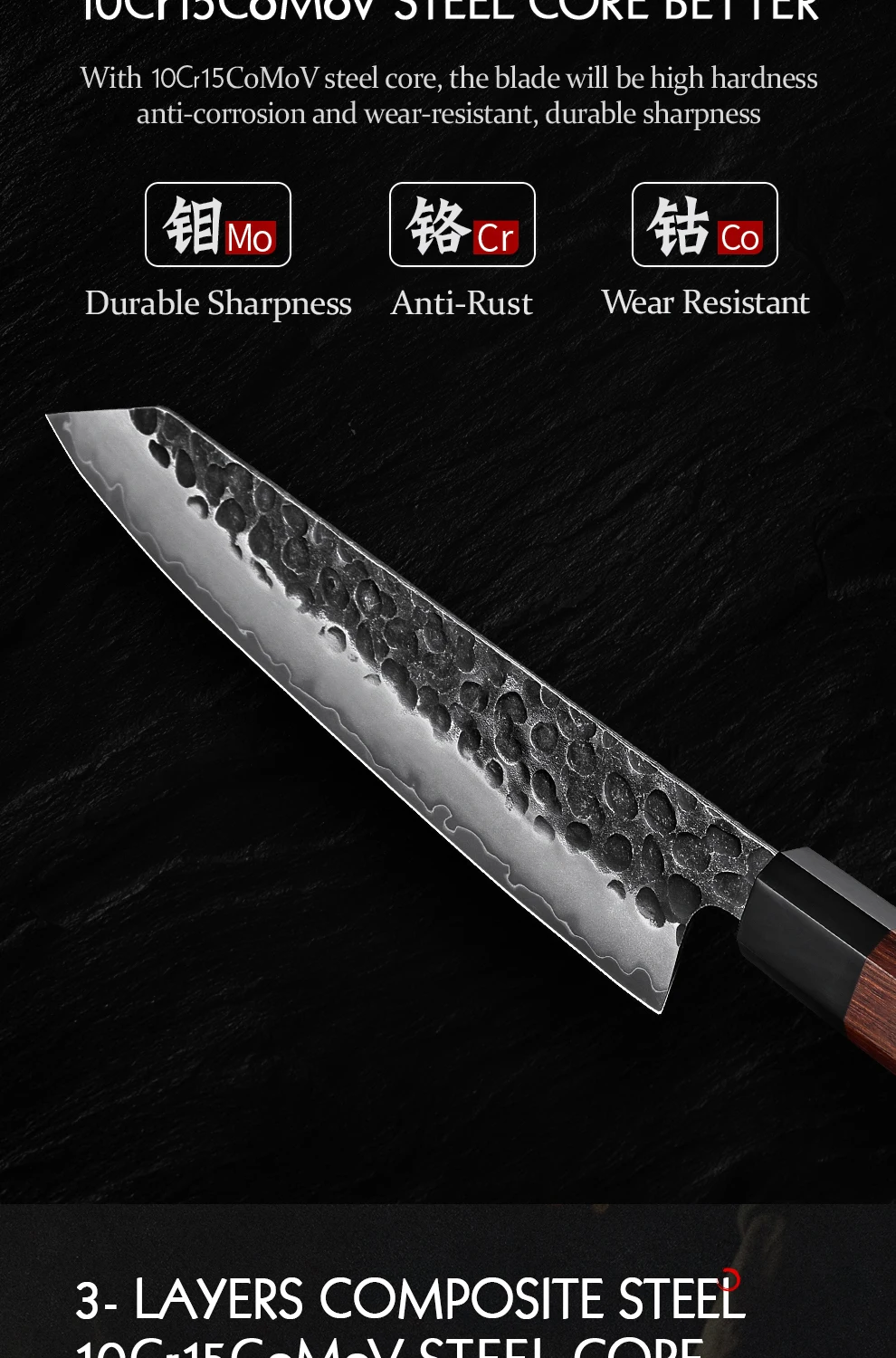 hezhen conjunto de faca de cozinha polegada chef polegada utilitário aço inoxidável camadas de aço composto acessórios de cozinha cozinhar