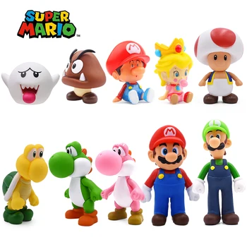 4-12CM Mario Luigi Figure Toy Boo Goomba Yoshi Toad Koopa Troopa Action Model Dolls Red Pink Yellow Yoshi PVC Collection Gift