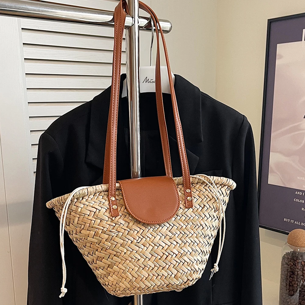 Women Straw Woven Handbag Summer Beach Casual Tote Bag Large Capacity Tote Clutch Bags Fashion Ladies Shoulder Bag for Vacation women handbags straw crossbody bag beach clutch bag