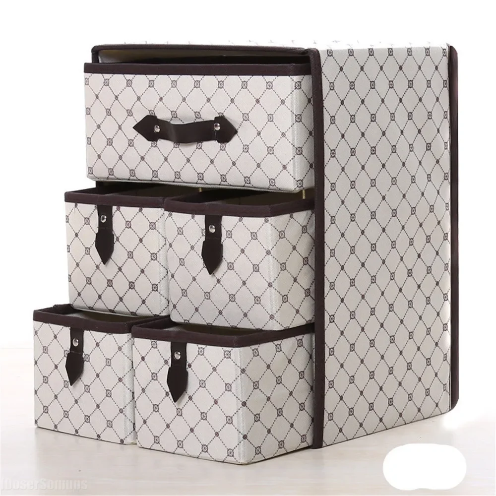 

New High Quality Storage Box with 5 Drawers Non-woven Folding Thickened Underpants Socks Bras Sundries
