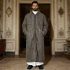 Suede Velvet Abaya Muslim Men's Prayer Robe Thickened Coat Warm Hooded Cardigan Eid Djellaba Islam Jubba Thobe Abaya Winter New