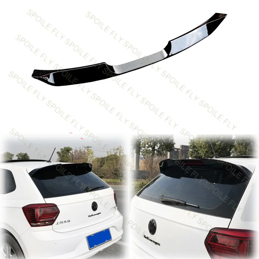 フォルクスワーゲン2019 2020 2021 VWポロ車リアトランクルーフ翼LIPスプリッタトリムABSグロスブラック VW Polo 6 MK6 2018 2019 2020 2021 GTIスタイル カーリアトランク