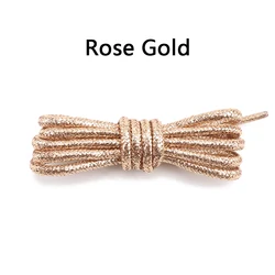 Radiant Metallic Glitter Round Shoelaces in Vibrant Gradient Hues - 160cm (Rose gold)