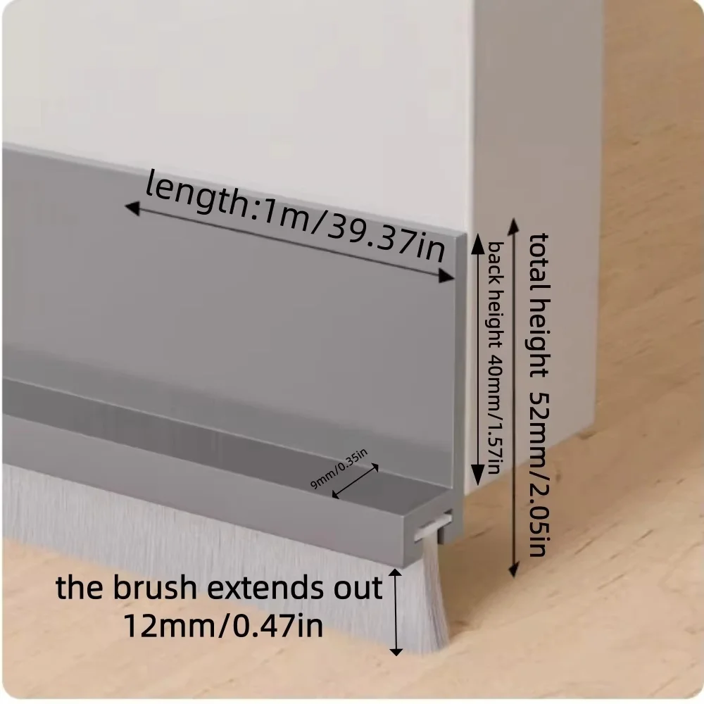 Universal Door Seal with Brush - Noise Reduction & Insect Barrier
