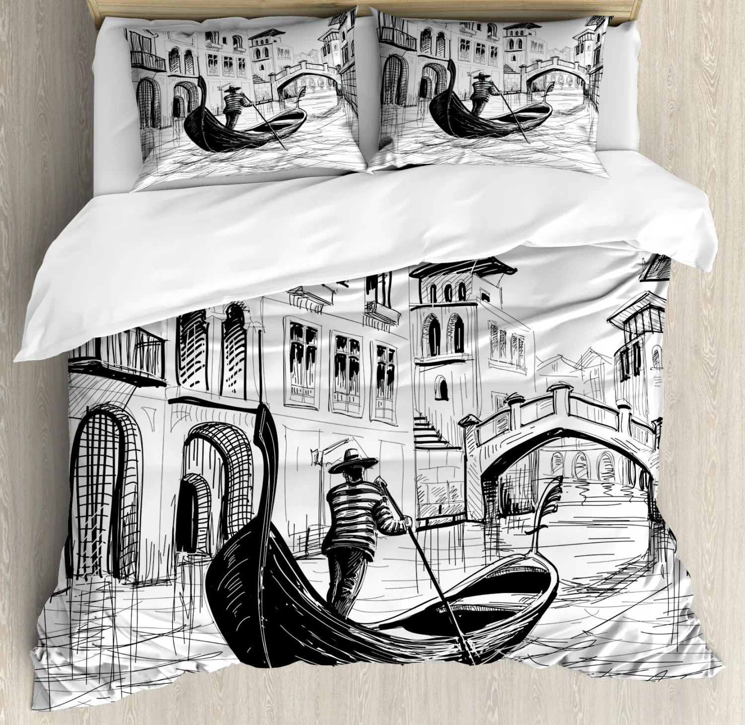 

Venice Duvet Cover Set King/Queen Size, Watercolor Of Venice Serene Cityscape Comforter Cover For Boys Girls, Multicolor