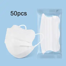 50 - Pack Butterfly Design Morandi Color 3 - Layer Protective Face Masks (White)