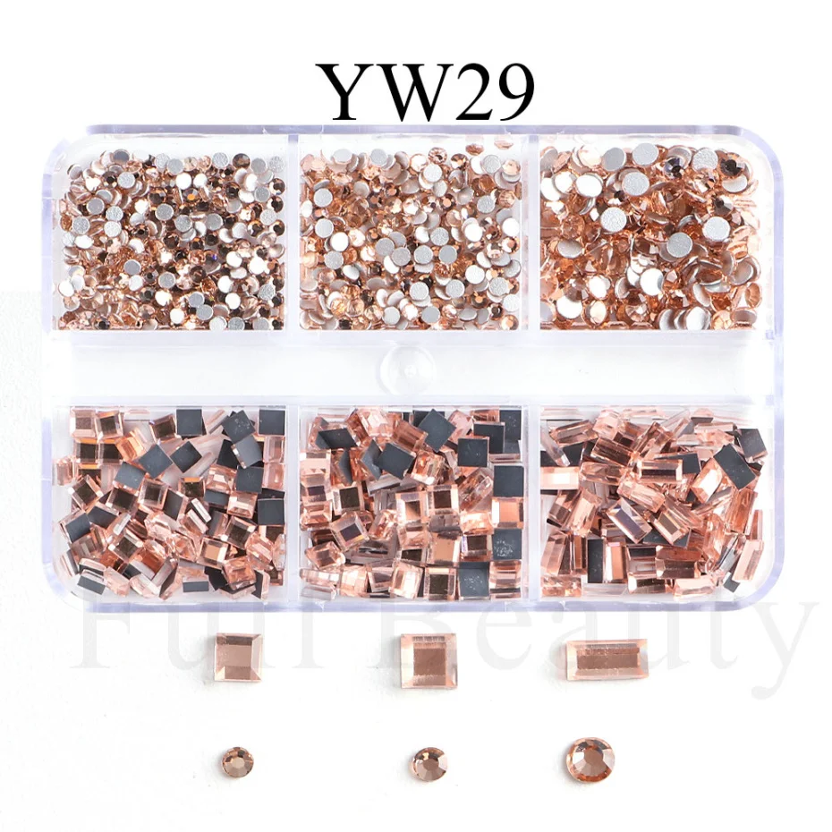 YL Rose Gold Rhinestones Flatback Crystal Mixed Sizes Glass Nails Nail Art  Decoration Stones Shiny Gems Manicure Accessories - AliExpress