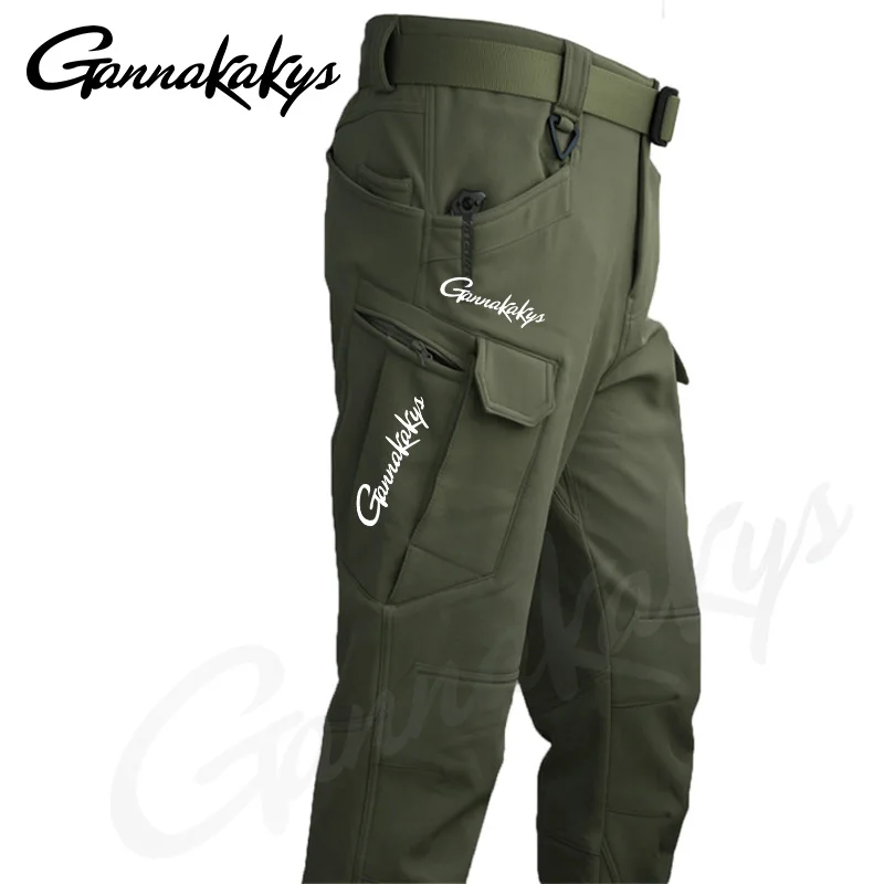 Autumn and Winter Sports Fishing Pants with Velvet Tactical Waterproof Pants Fishing Hiking Camping Work