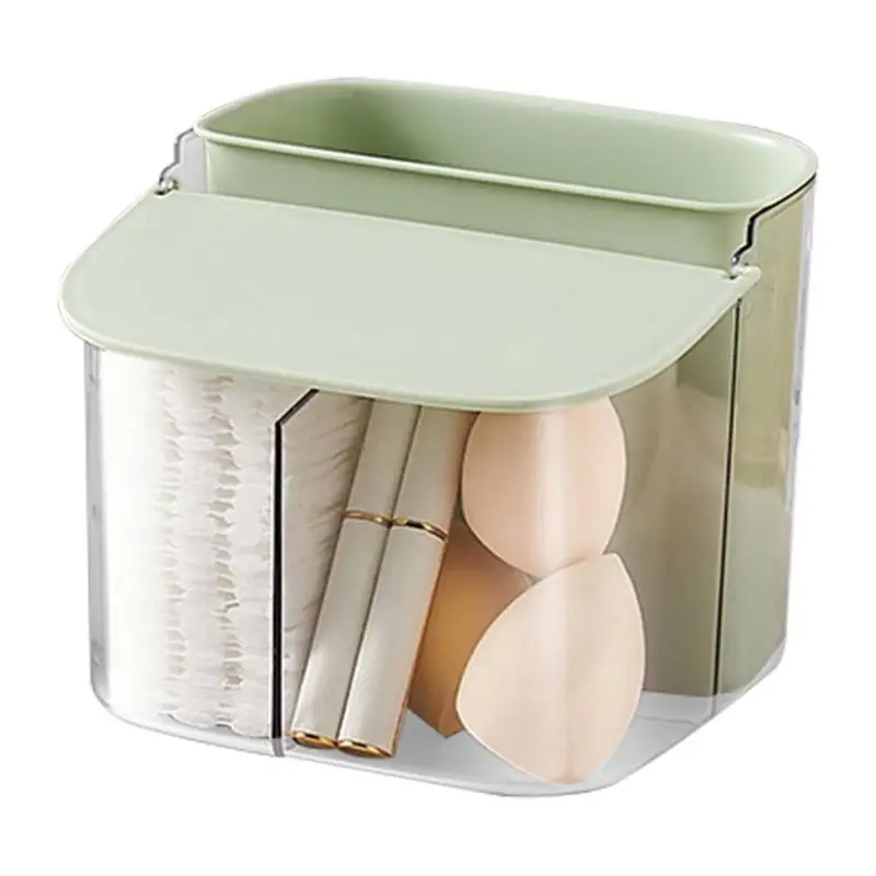 

Wall Mount Cotton Swab Holder Cotton Swab Container Breathable Punch-free Detachable Trash Can Compartment Cotton Ball Holder
