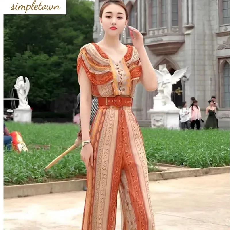 2024 Yujie Explosive Street Top Light Luxury High End Ethnic Style V-neck Shirt Two Piece Set Pants Women's Summer residual current circuit breakers type a leakage current operated relay for street light system