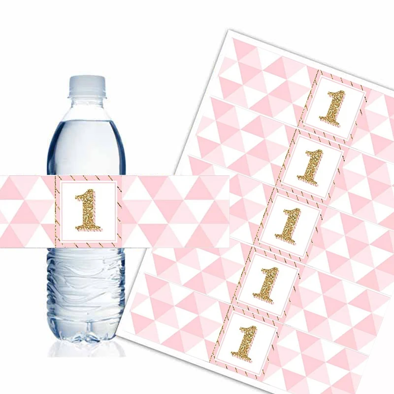 1st Birthday Girl - Fun to Be One-First Birthday Party Water Bottle Sticker label  -15PCS omilut 12pcs panda party mineral water bottle label panda baby shower boy girl birthday party supplies bottle stickers decor