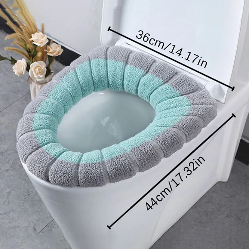 Warm Toilet Seat Cover Mat Bathroom Toilet Pad Cushion with Handle Thicker Soft Washable Closestool Warmer Accessories 6